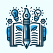 DALL·E 2024-01-31 13.38.31 - Create an icon for 'Masterful Content Development'. Visualize a pen, book, or a document to symbolize creative and impactful content writing, possibly